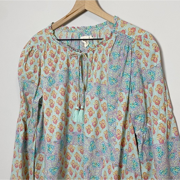 Anthro Lilka Sweetest Dream Tie Neck Printed Top - Picture 3 of 9